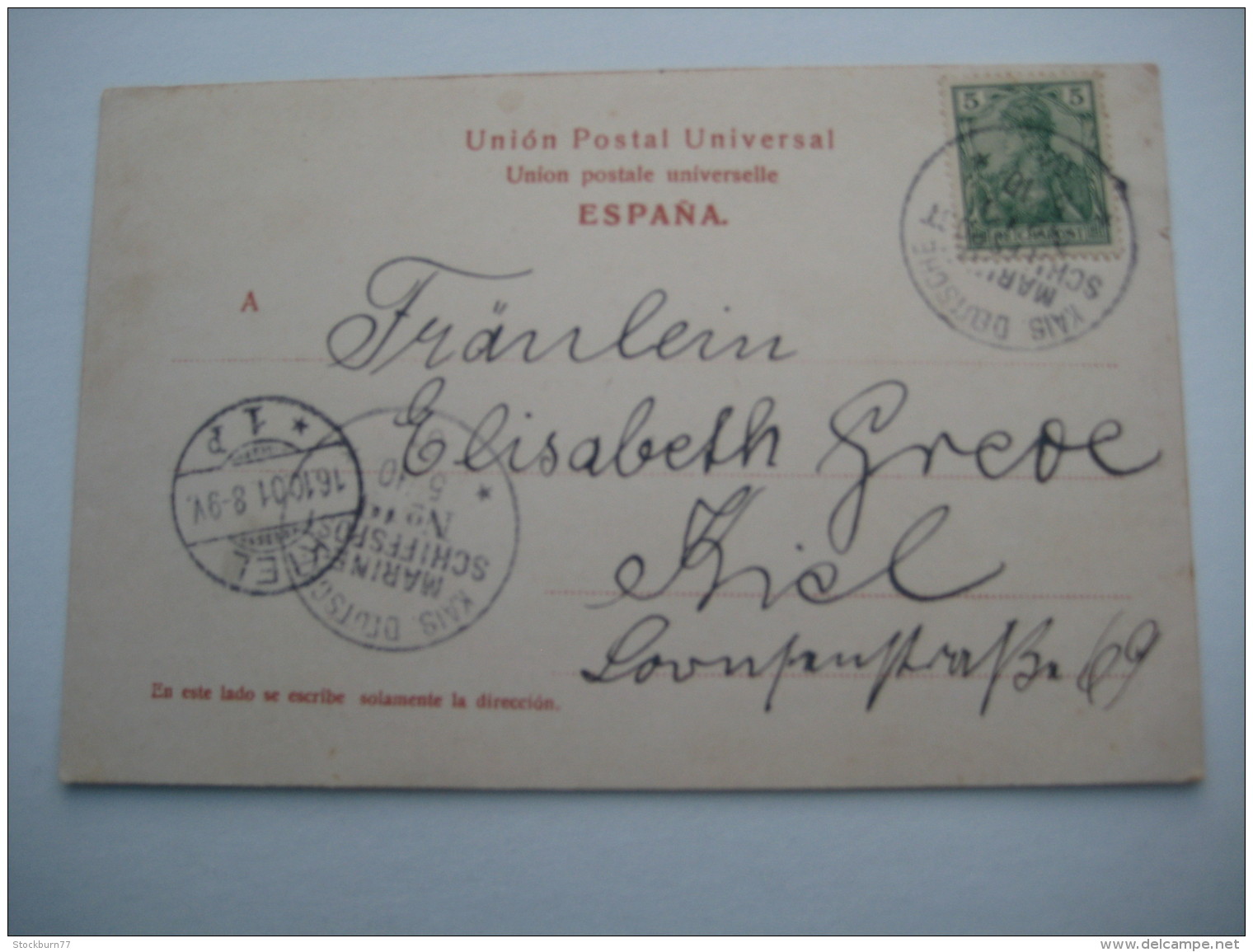 1901 , Marineschiffpost Nr. 19 , Klarer Stempel Auf Karte Aus  Teneriffa - Sonstige & Ohne Zuordnung