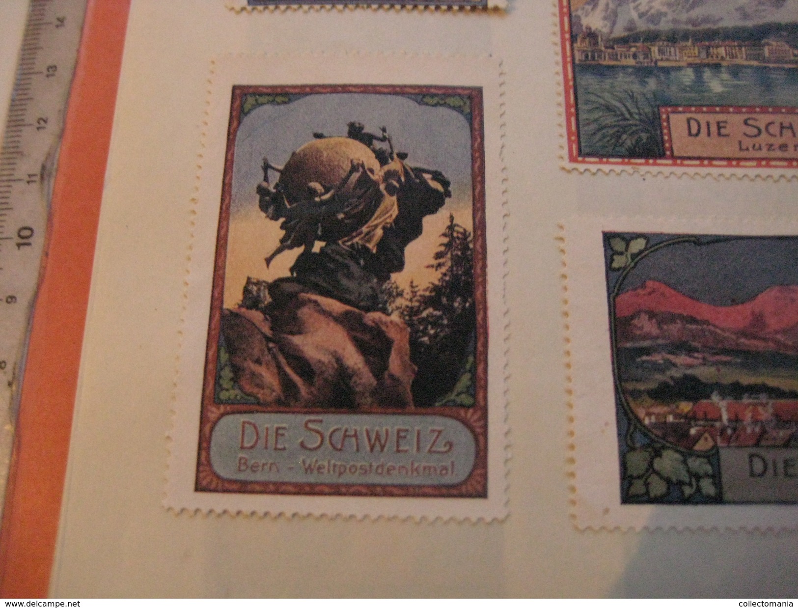 20 poster stamp advertising litho SCHWEIZ Suisse Switserland Weltpostdenkmal Very Good condition