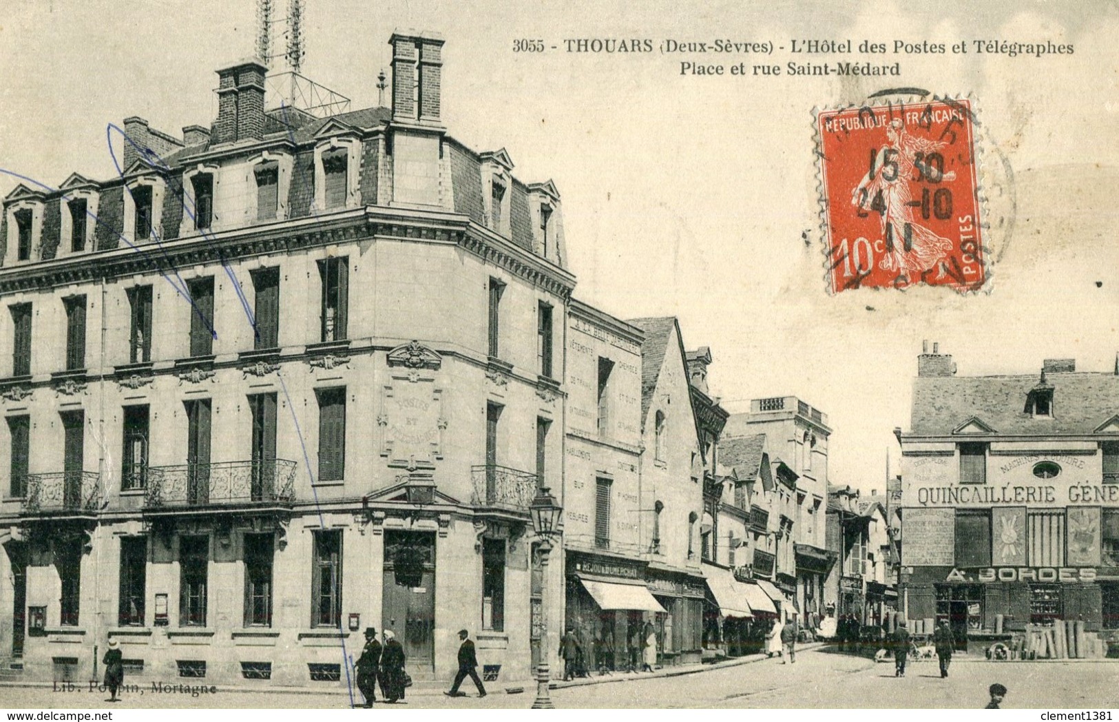 Thouars L'hotel Des Postes Et Telegraphes Place Et Rue Saint Medard - Thouars