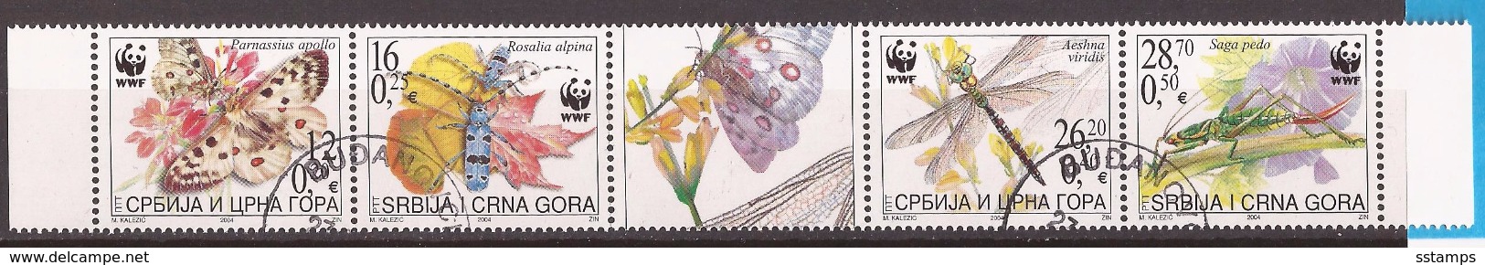 2004  317376  WWF INSECTI FARFALLE JUGOSLAVIJA JUGOSLAWIEN SRBIJA SERBIEN CRNA GORA MONTENEGRO USED - Used Stamps