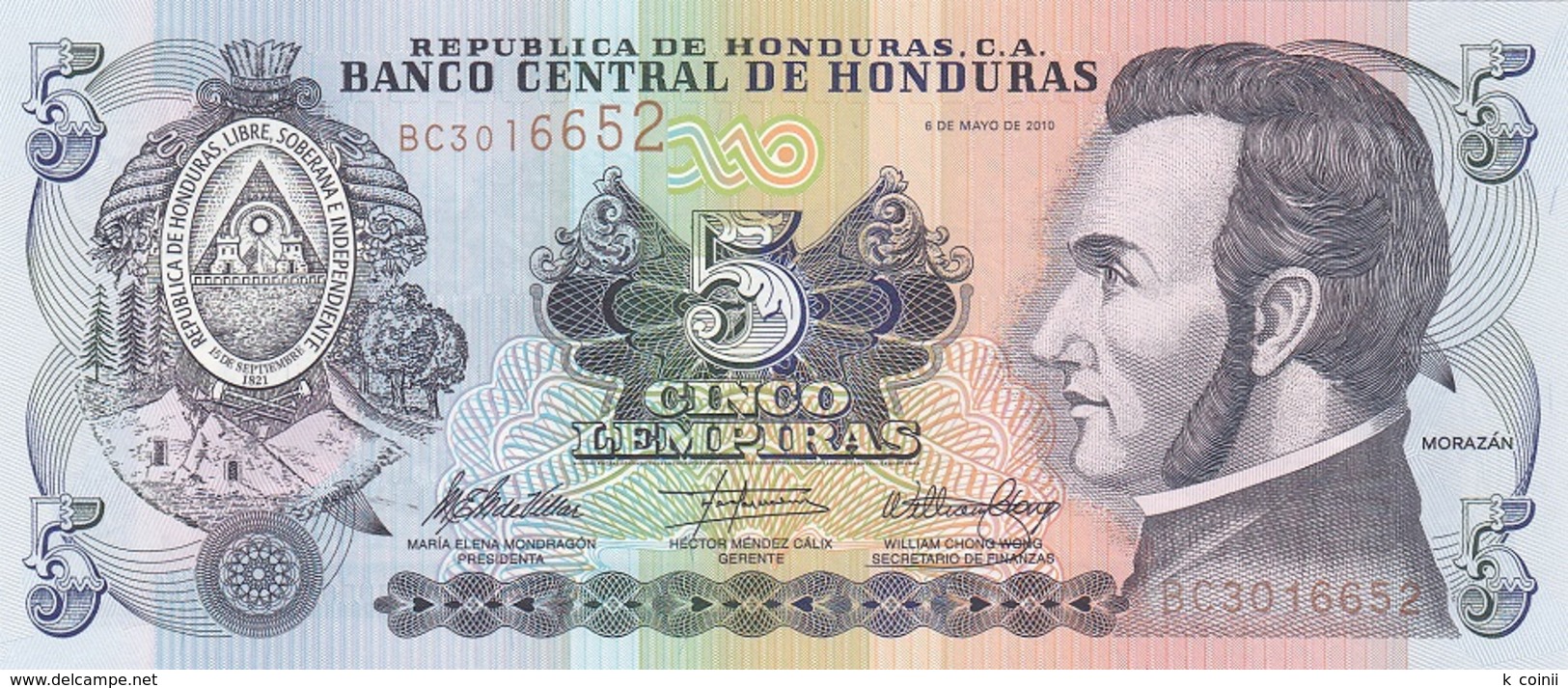 Honduras 5 Lempiras 2010 - UNC - Honduras