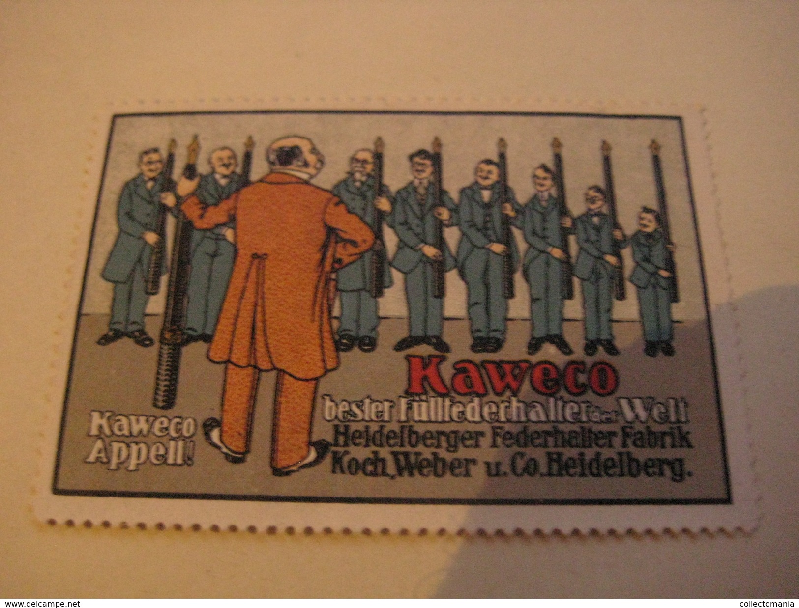 5 Poster Stamp Advertising KAWECO KO-MIO FULLBLEISTIFT FULLFEDERHALTER Koch Weber Heidelberg  Litho ART - Vignetten (Erinnophilie)