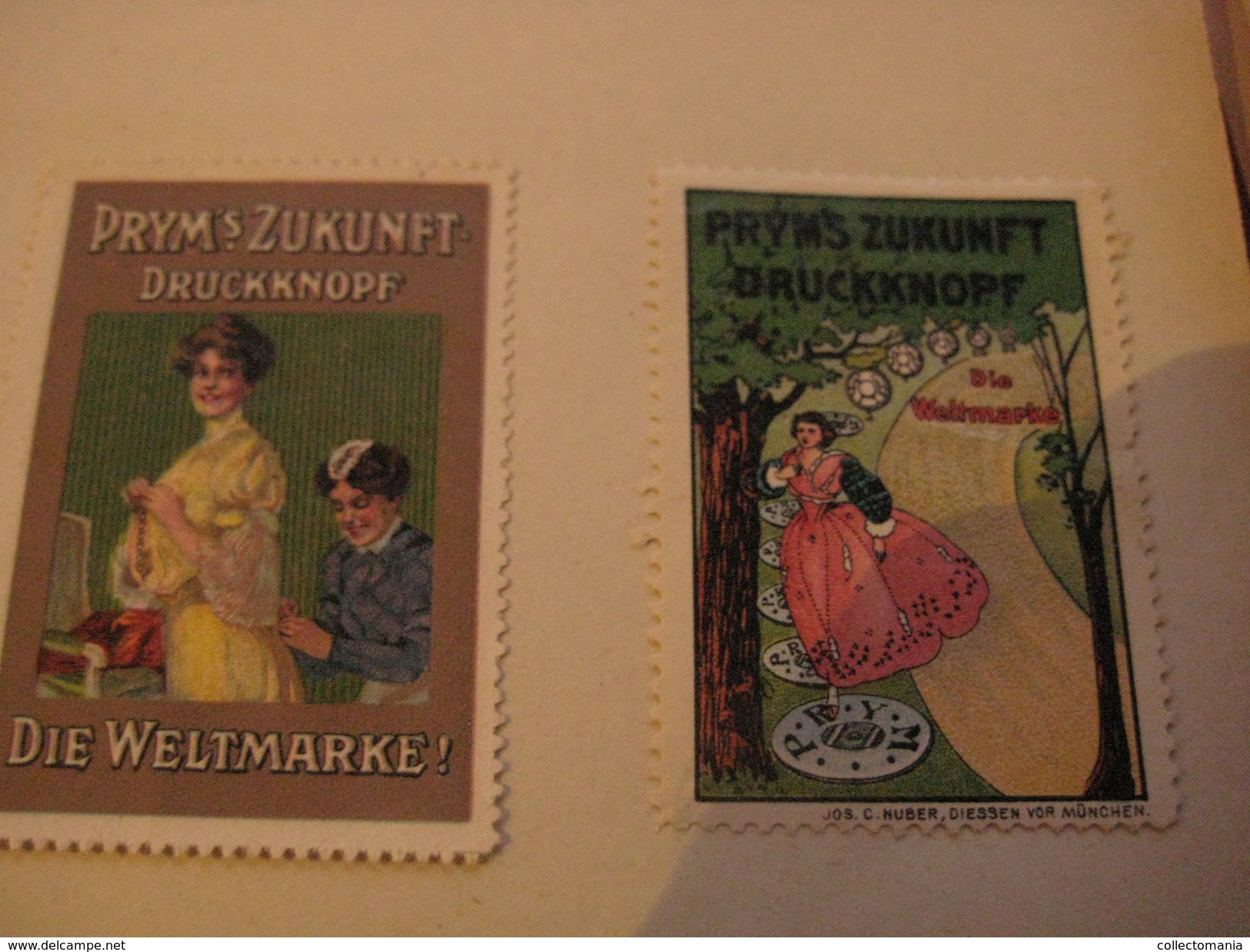 7 Poster Stamp Advertising PRYM Druck Knope HUBER DIESSEN Vor MUNCHEN  Litho ART - Erinnofilie