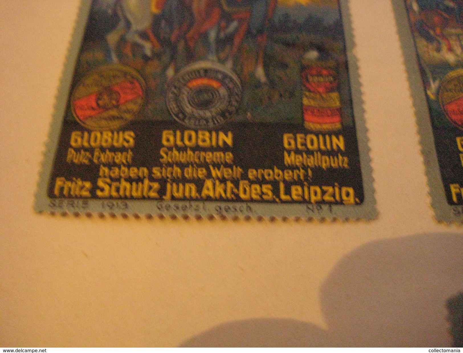 4 Poster Stamp Advertising  Litho ART NAPOLEON  Fritz Schutz Leipzich  GLOBUS GEOLIN GLOBIN Metall Putz - Cinderellas