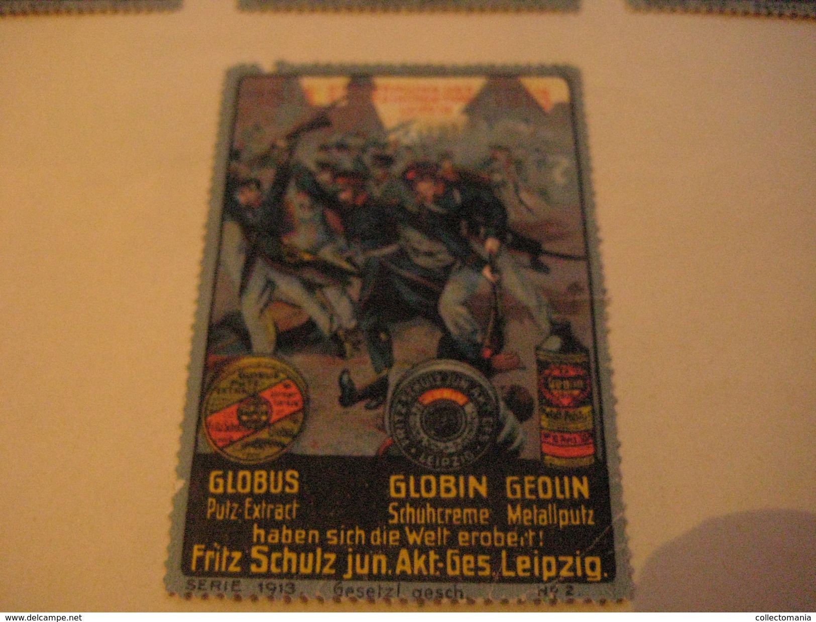 4 poster stamp advertising  litho ART NAPOLEON  Fritz Schutz Leipzich  GLOBUS GEOLIN GLOBIN Metall putz