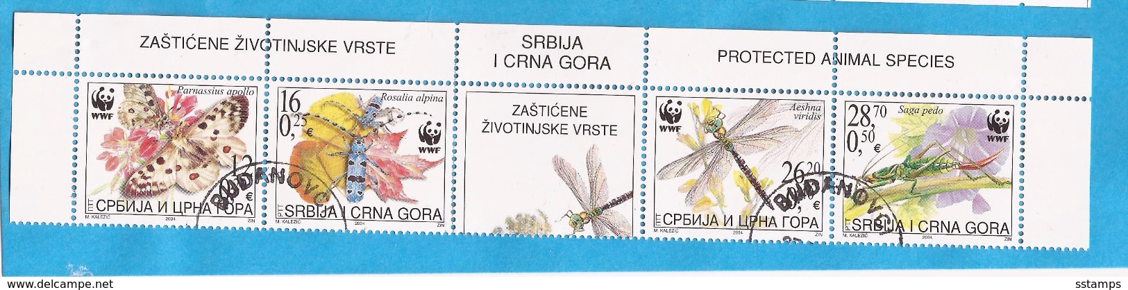 2004  317376  WWF INSETTI FARFALLE JUGOSLAVIJA JUGOSLAWIEN SRBIJA SERBIEN CRNA GORA MONTENEGRO USED - Used Stamps