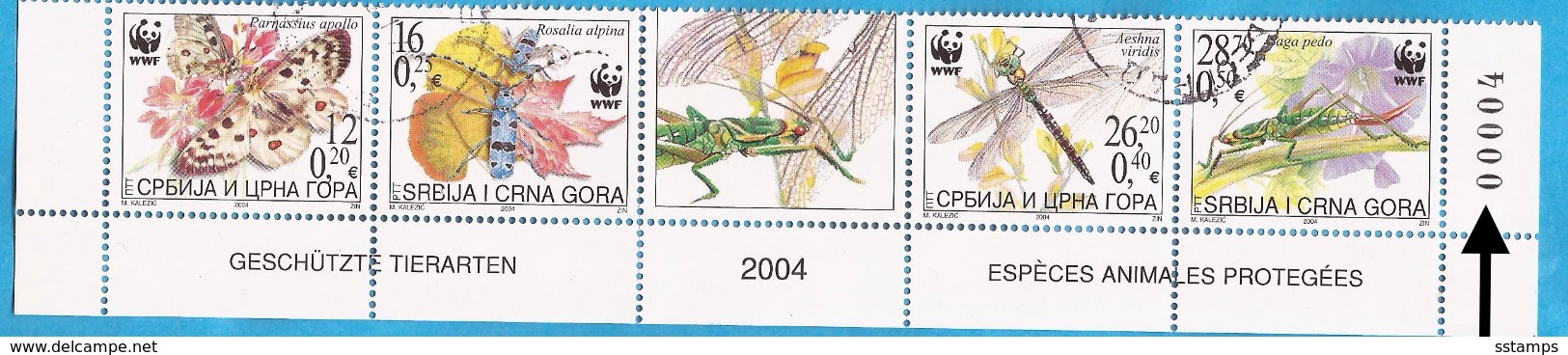 2004  317376  WWF INSETTI FARFALLE JUGOSLAVIJA JUGOSLAWIEN SRBIJA SERBIEN CRNA GORA MONTENEGRO USED - Gebruikt
