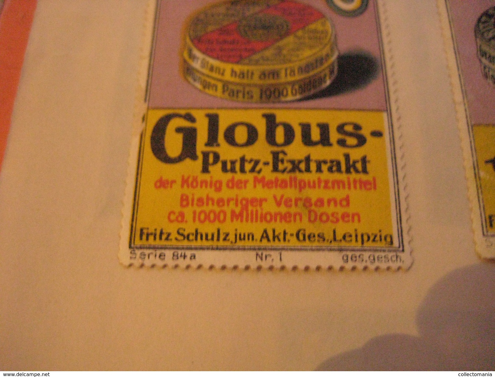 7 Poster Stamp Advertising Litho GLOBUS Putz Extrakt GLOBIN GEOLIN Fritz Schultz Leipzich - All Packings GLOBOL - Cinderellas