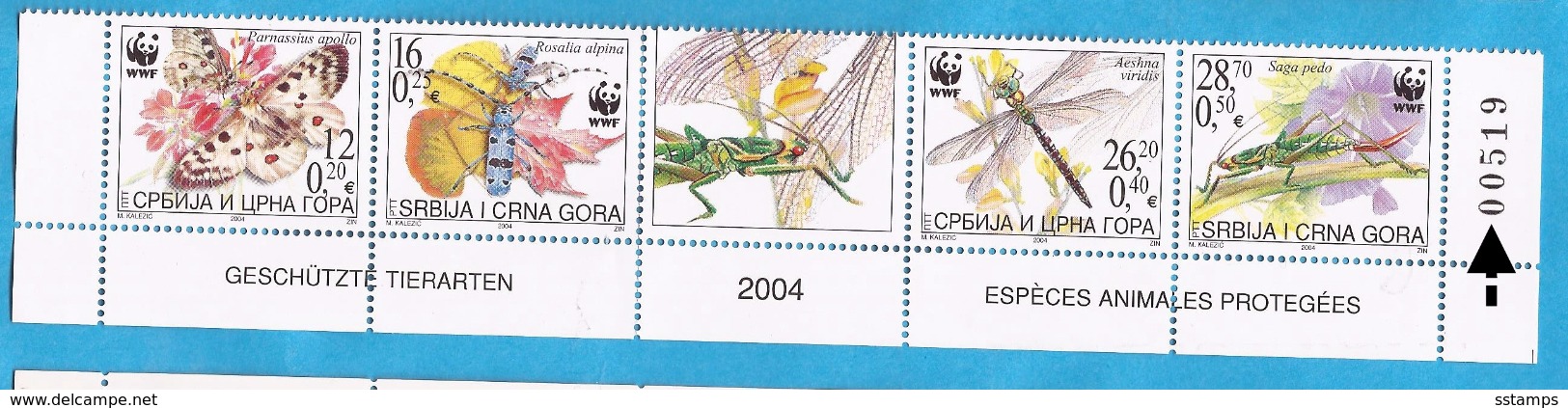 2004  317376  WWF INSETTI FARFALLE JUGOSLAVIJA JUGOSLAWIEN SRBIJA SERBIEN CRNA GORA MONTENEGRO MNH - Gebruikt