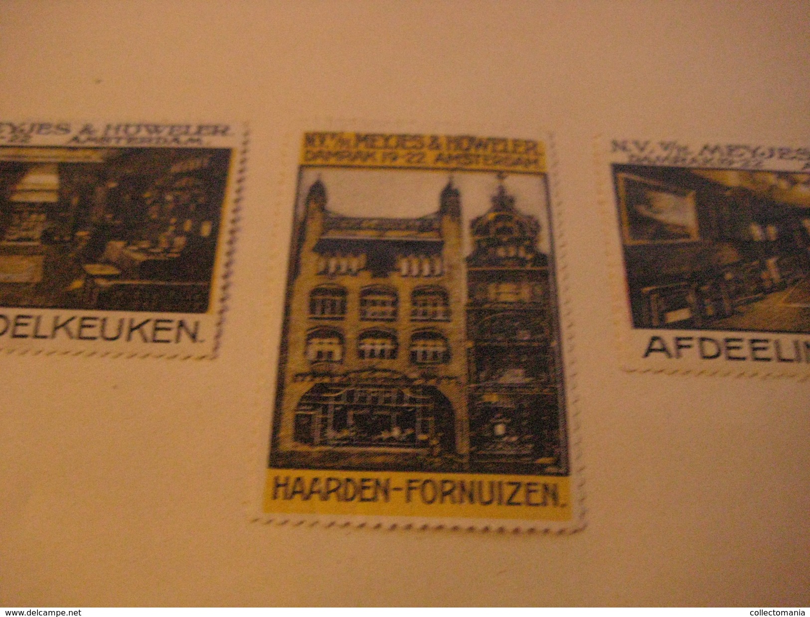 4 Poster Stamp Advertising Litho MEYES HOWELER Amsterdam Damrak Haarden Fornuizen Modelkeuken Nederland   ART - Cinderellas