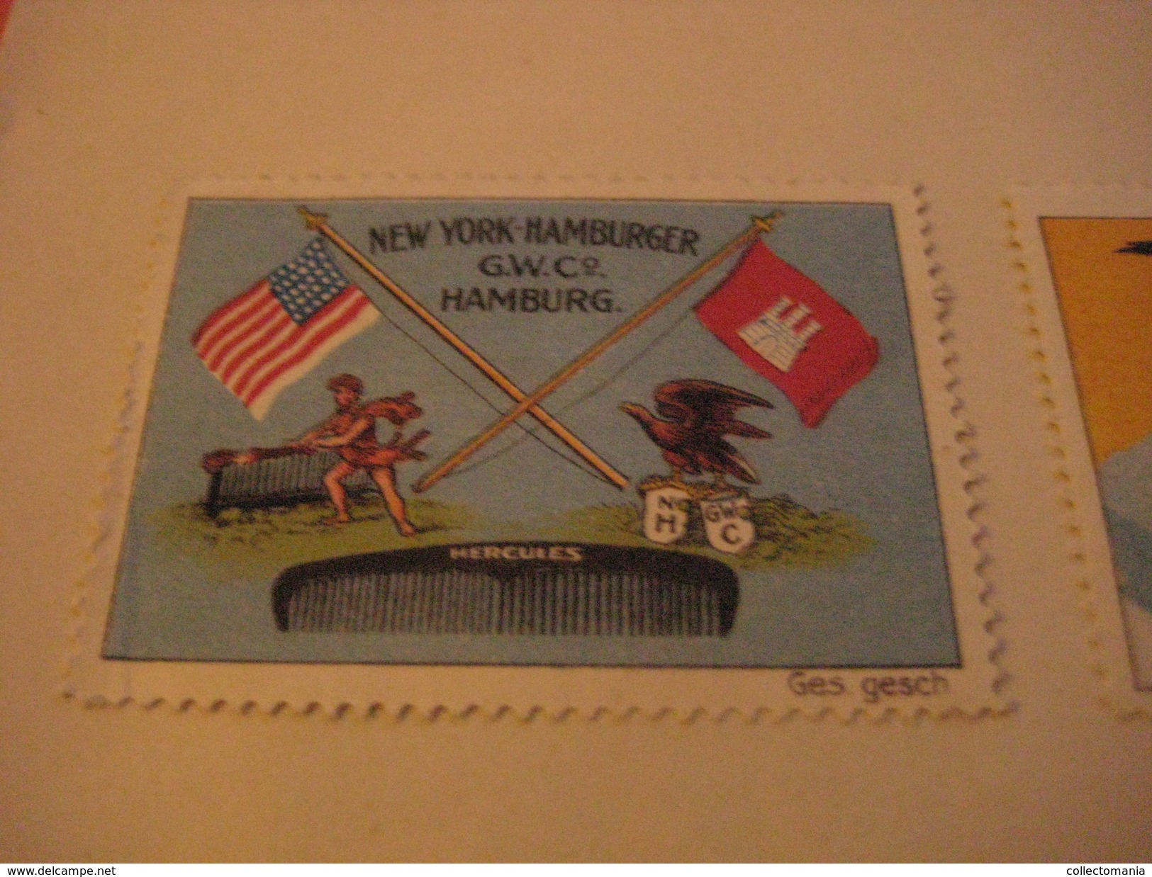 4 Poster Stamp Advertising Litho New York Hamburger GUMMIwaren ADLER KAME Käme Eagle Arend   ART - Erinnophilie