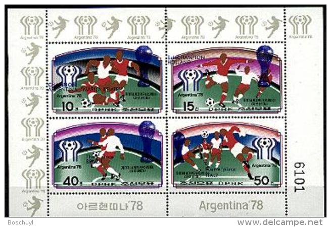 North Korea, 1978, Soccer World Cup Argentina, Football, MNH Overprinted Sheet, Michel A1676-A1679 - Korea (Nord-)