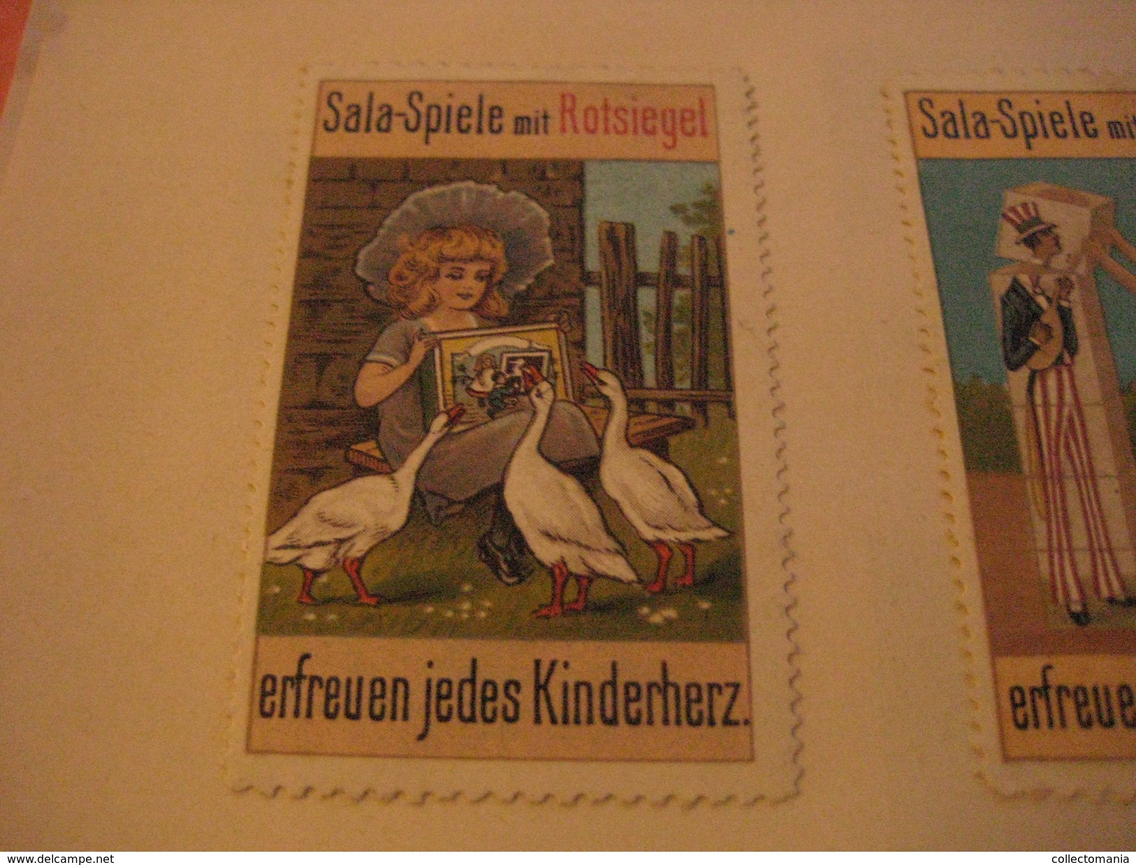 3 Poster Stamp Advertising Litho SALA Spiele Mit ROTSIEGEL Kionderherz Ministrel Kinder Goose Girl Games  ART - Vignetten (Erinnophilie)