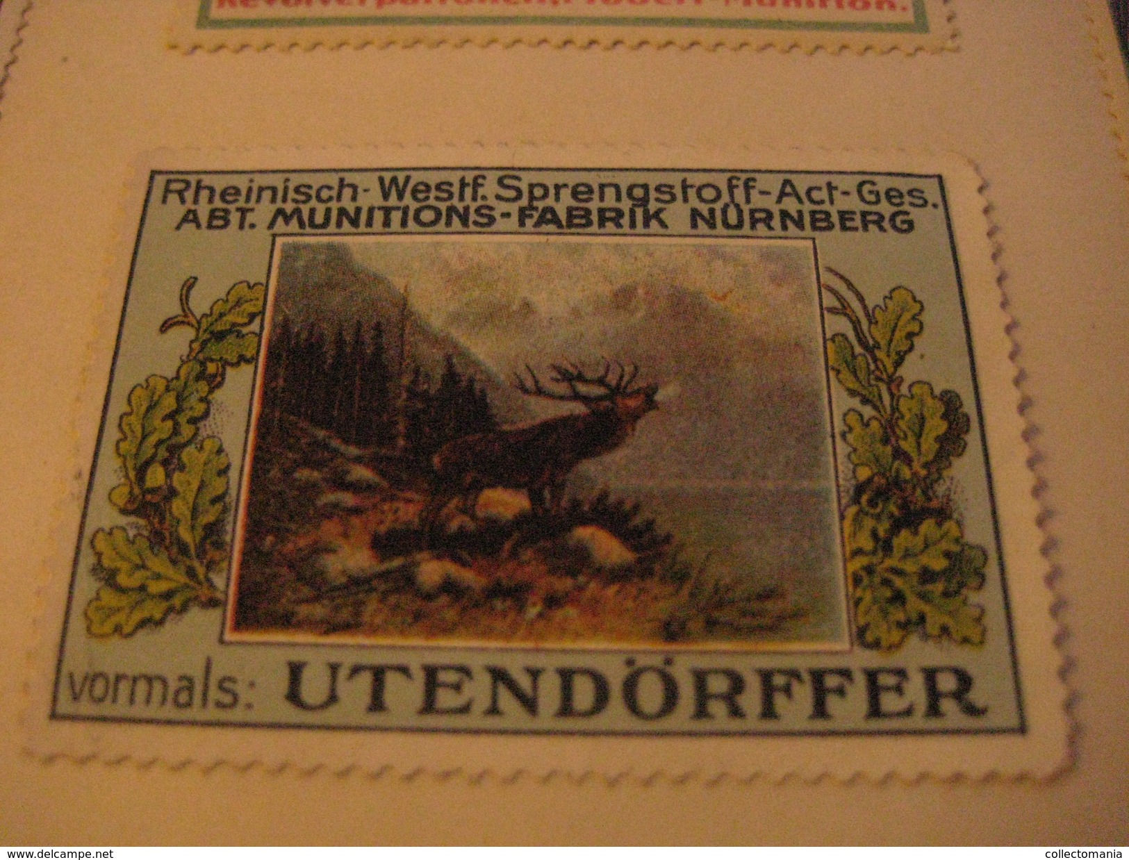 5 Poster Stamp Advertising Litho Munitions Fabrik Jagdpatronen ADLER Braun Bloem UTENDORFER Bram DUSSELDORF  Sprengstoff - Erinnophilie