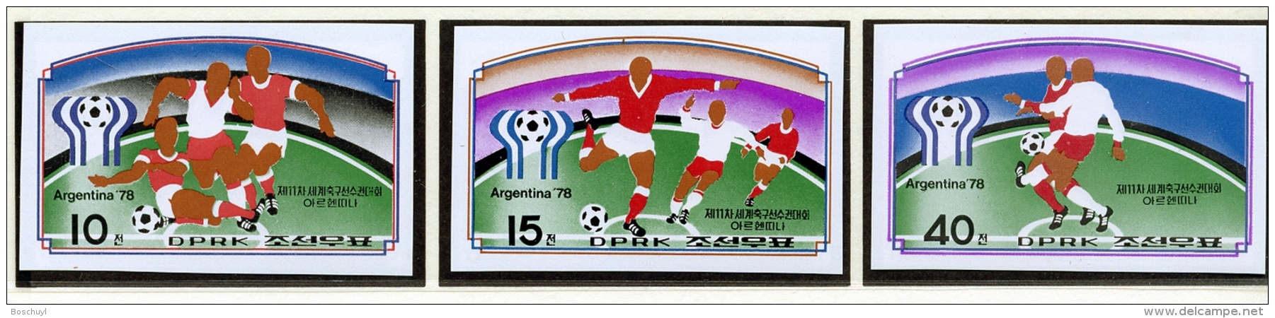 North Korea, 1977, Soccer World Cup Argentina 1978, Football, MNH Imperforated, Michel 1676-1678B - Corée Du Nord
