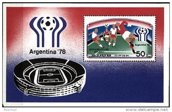 North Korea, 1977, Soccer World Cup Argentina 1978, Football, MNH Perforated, Michel Block 41A - Corée Du Nord