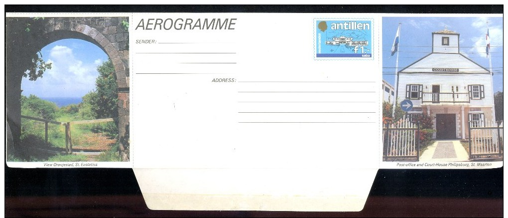 AEROGRAMME AEROGRAM AIR LETTER STATIONERY * ANTILLES ANTILLEN * DIVER FISH SCENERY * UNUSED - Antillen