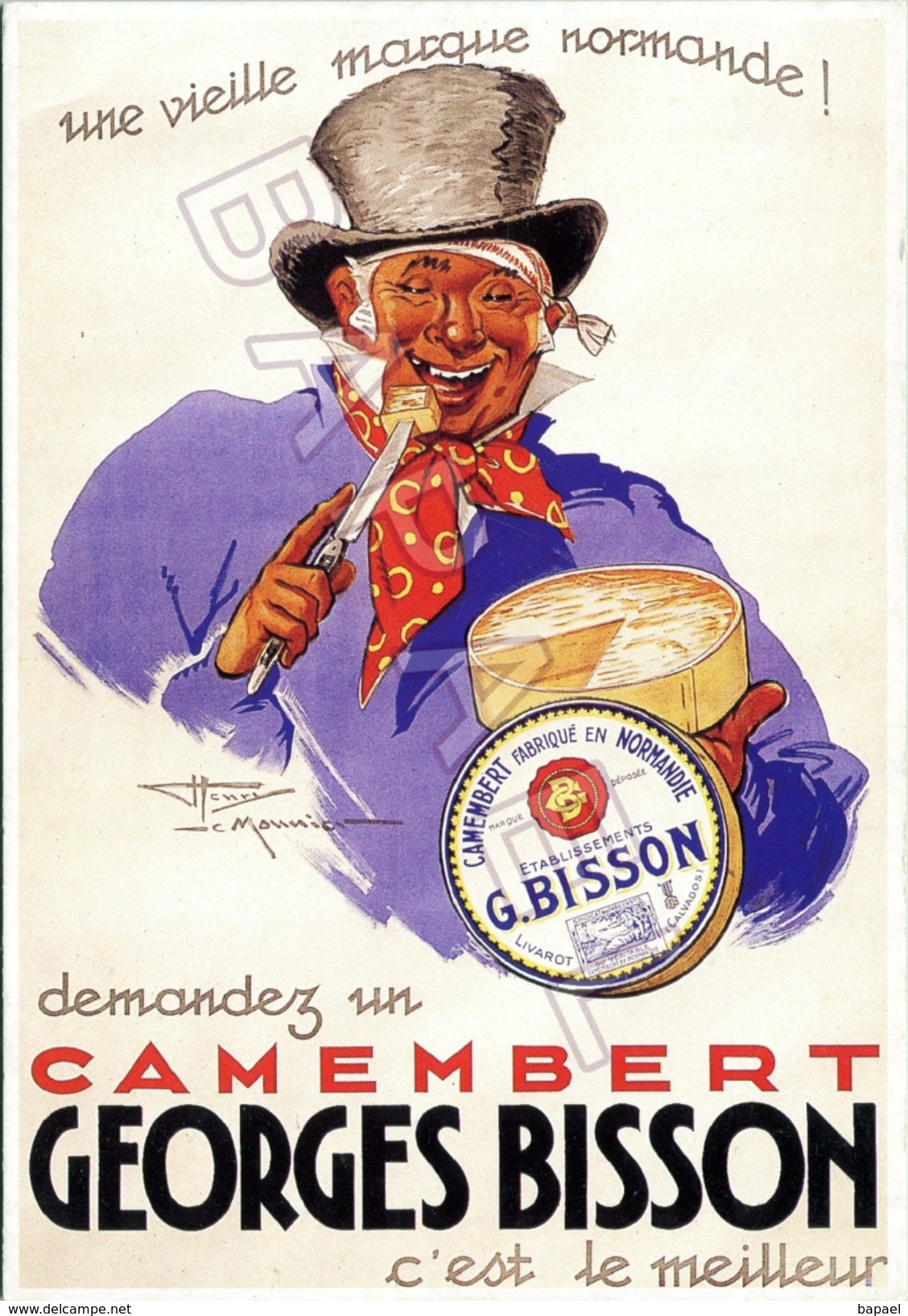 Affiche Sur Carte Postale - Camembert Georges Bisson (Cliché BN Paris) - Pubblicitari