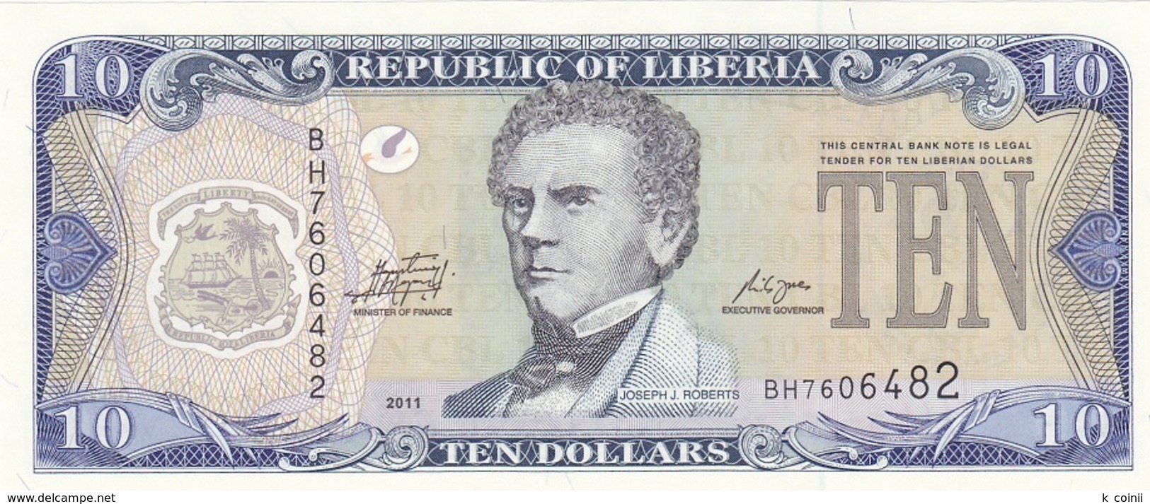 Liberia 10 Dollars 2011 - UNC - Liberia