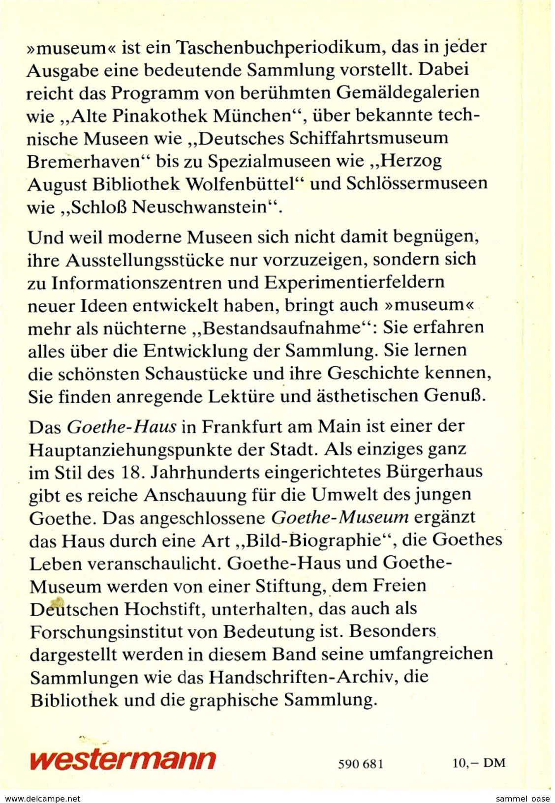 Goethe-Museum / Goethe-Haus Frankfurt / M  -  Beschreibung Mit Bildern  -  Von 1984 - Museen & Ausstellungen