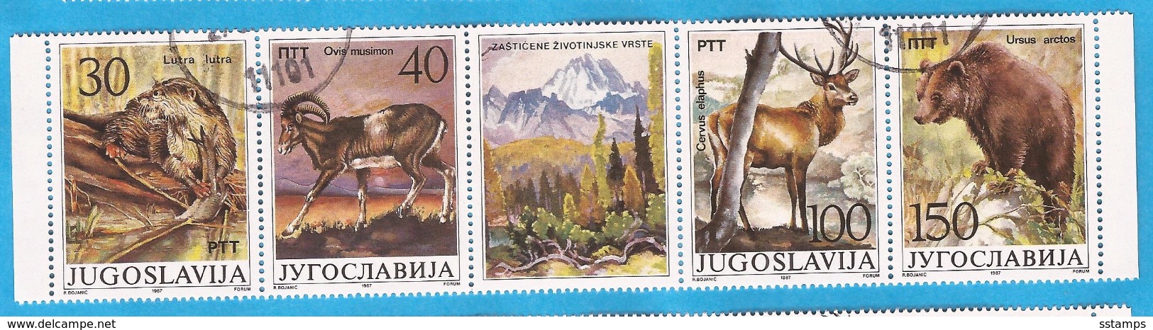 1987  2206-09   WWF  ROTHIRSCH BRAUNBAER MUFFLON FISCHOTTER  JUGOSLAVIJA JUGOSLAWIEN   USED - Used Stamps
