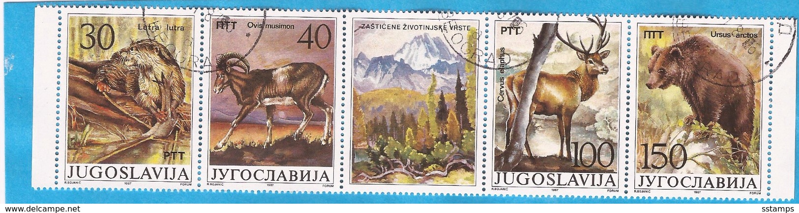 1987  2206-09   WWF  ROTHIRSCH BRAUNBAER MUFFLON FISCHOTTER  JUGOSLAVIJA JUGOSLAWIEN   USED - Used Stamps