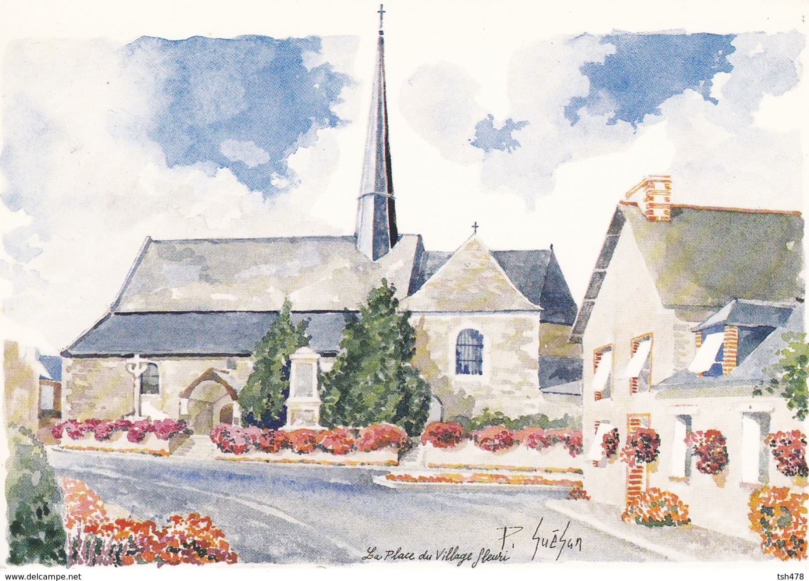 22----RARE----SAINT JUVAT---village Fleuri--les Aquarelles De PIERRE GUEGAN--voir 2 Scans - Saint-Juvat