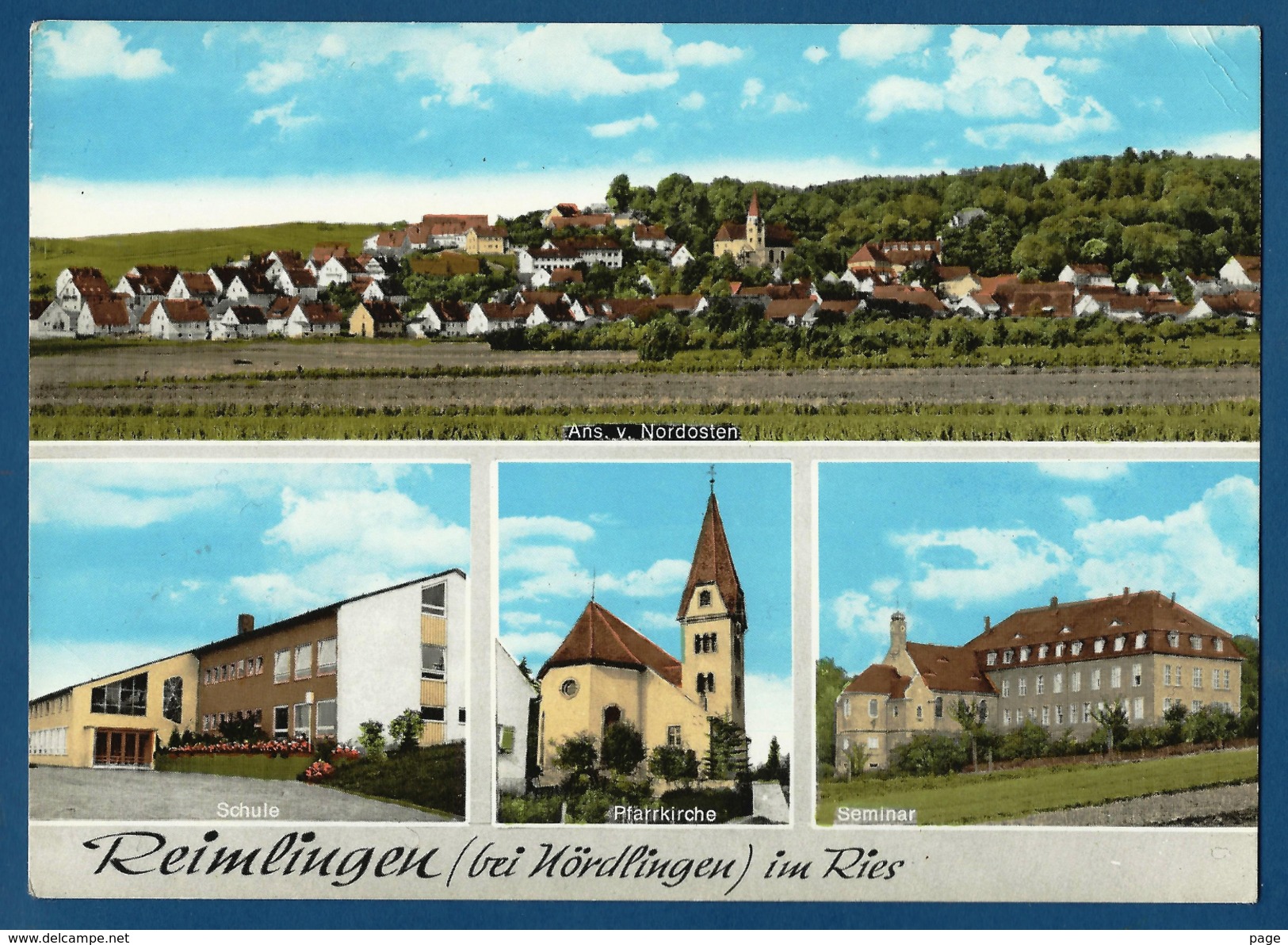 Reimlingen,4-Bild-Karte,ca.1965,Ansicht Von Nordosten,Schule,Pfarrkirche,Seminar, - Weilheim