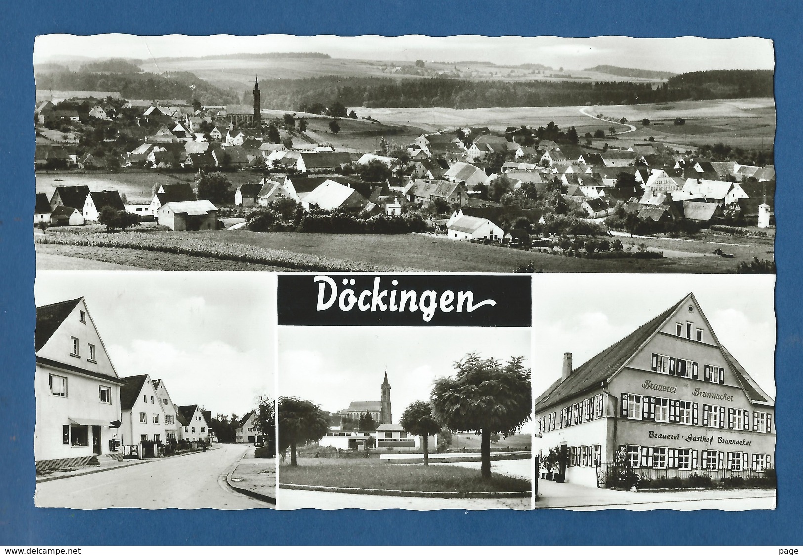 Döckingen,4-Bild-Karte,ca.1960,Ortsansicht,Ortsstrasse,Ortsbild Mit Kirche,Brauerei-Gasthof Brunnacker, - Weilheim