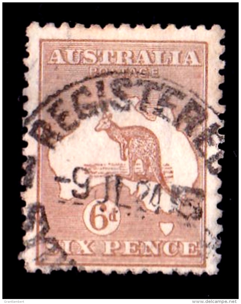 Australia 1923 Kangaroo 6d Chestnut 3rd Watermark Used  SG 73 - See Notes - Used Stamps