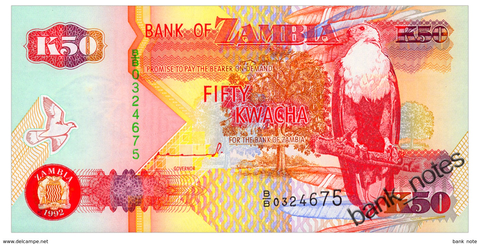 ZAMBIA 50 KWACHA 1992 Pick 37a Unc - Zambia