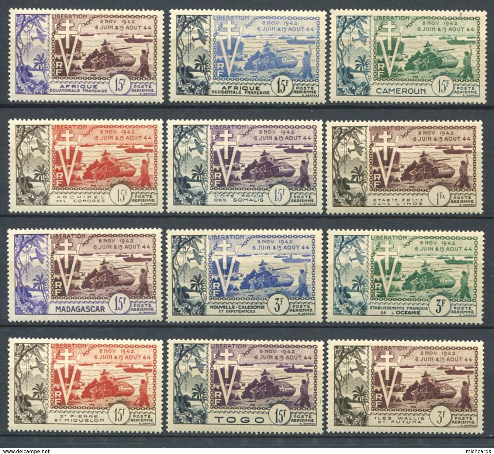 186 COLONIES FRANCAISES 1954 - Yvert - Une Gde Serie Coloniale - Liberation 1944 - Neuf ** (MNH) Sans Trace De Charniere - 1954 10e Anniversaire De La Libération