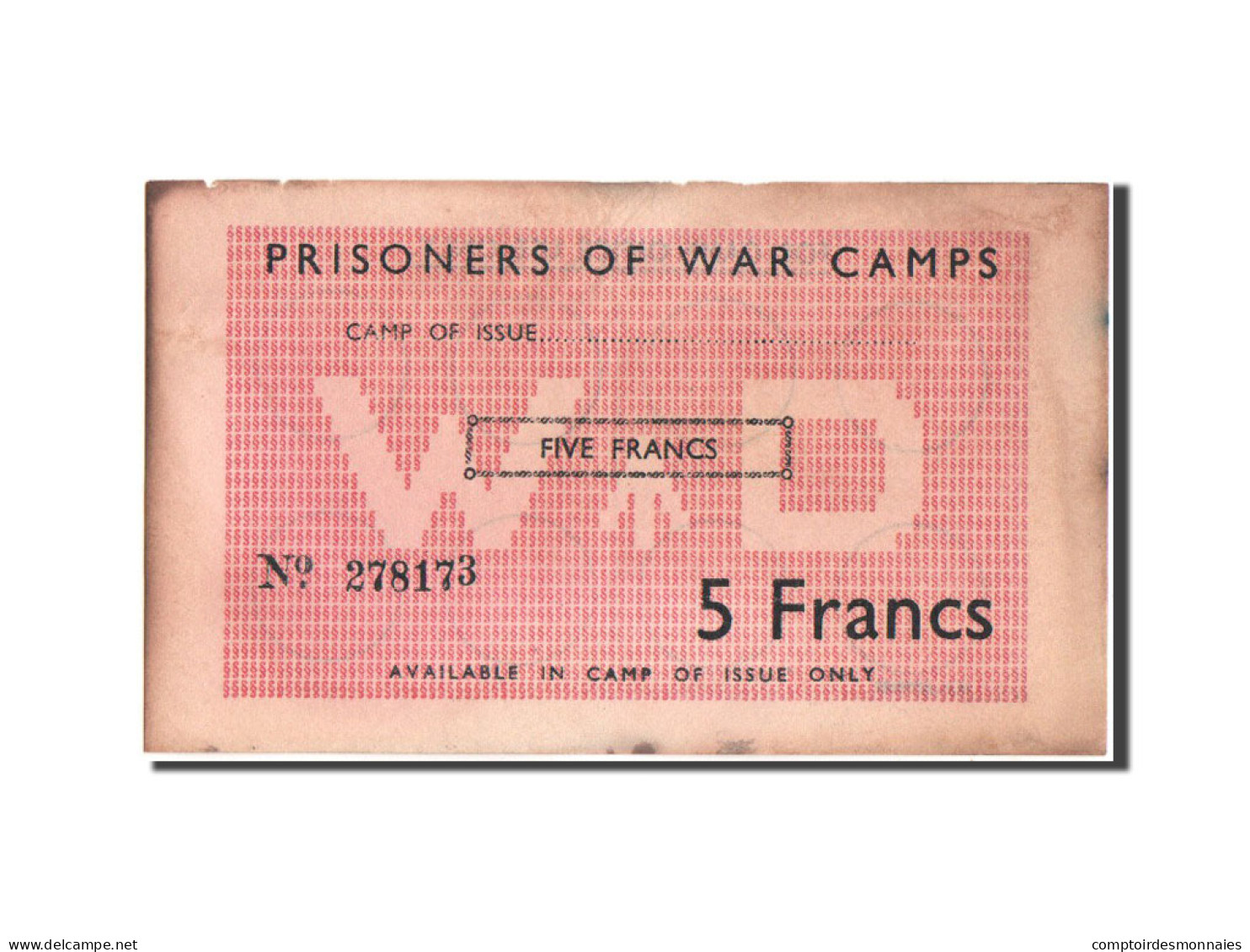 Billet, Grande-Bretagne, 5 Francs, 1940-1944, TTB+ - British Armed Forces & Special Vouchers