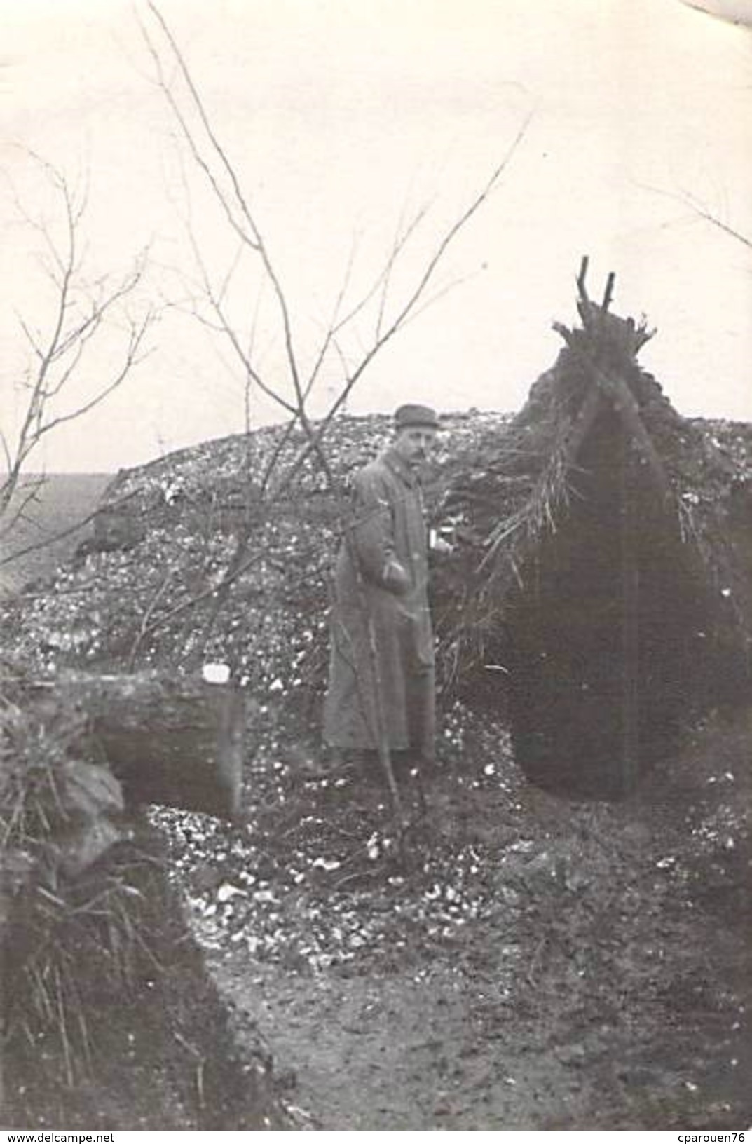 Photo Ancienne Originale Abri    1914 1918 Ww1  Grande Guerre Poilus - Guerra, Militari