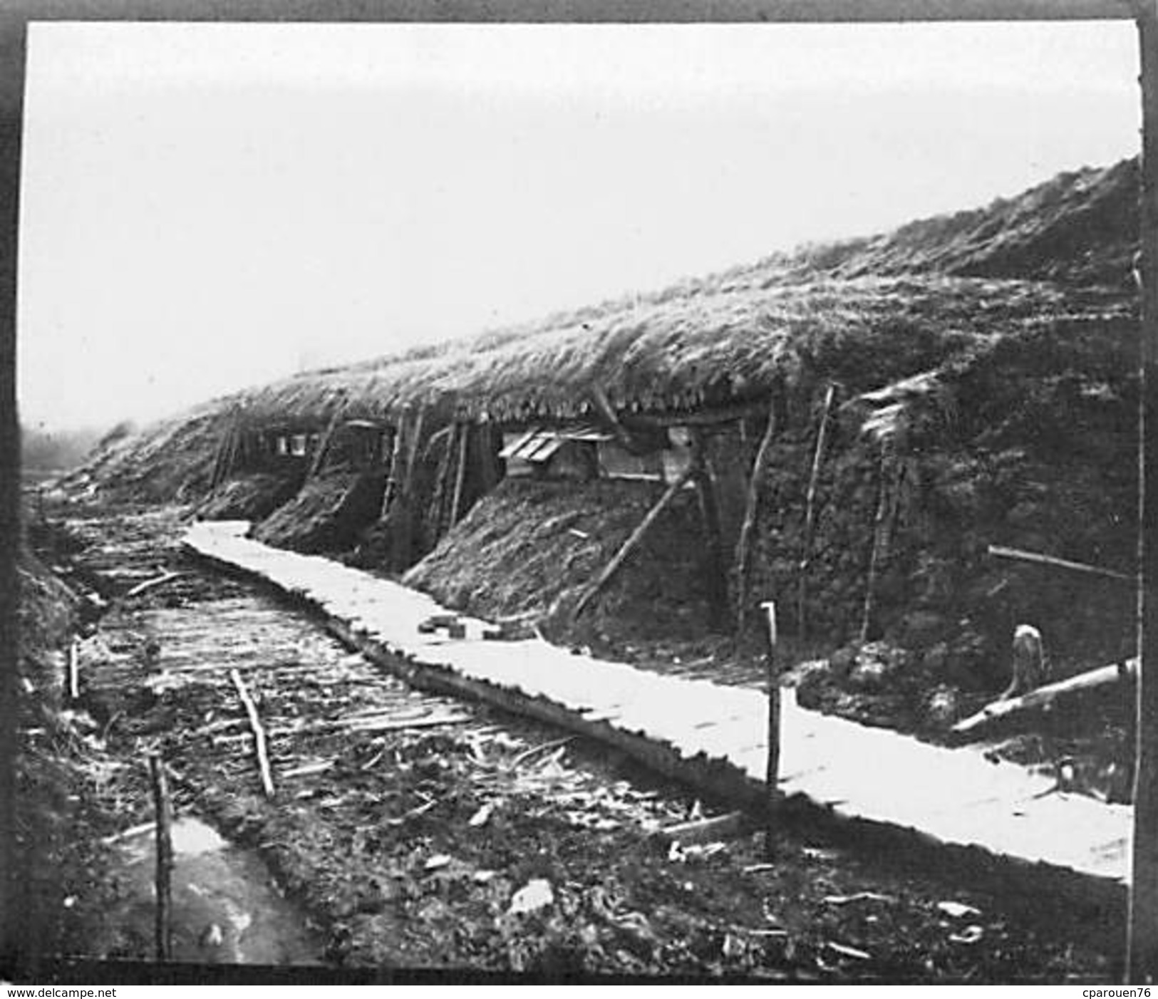 Photo Ancienne Originale Tranchèe Sous La Neige    1914 1918 Ww1  Grande Guerre Poilus - Guerre, Militaire