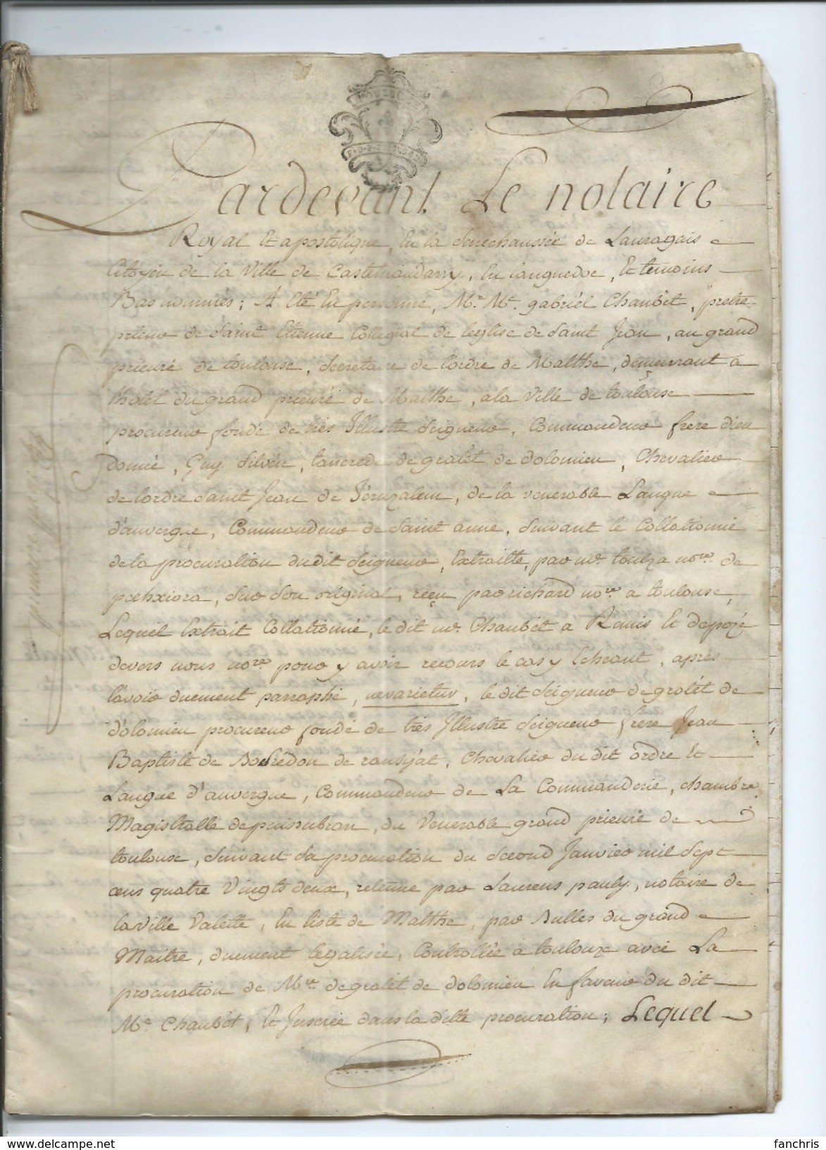 1784-Généralité De Toulouse-Castelnaudary-Vélin-12 Pages Concernant Les Finances Du Grand Prieuré - Manuscripts