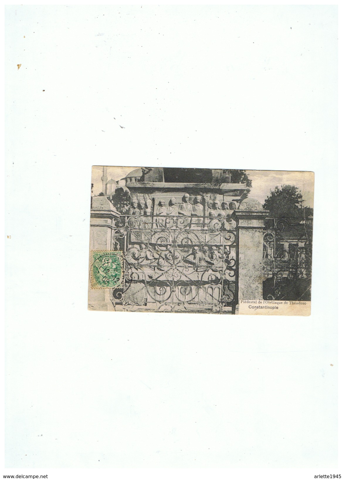 TURQUIE CARTE POSTALE UNIVERSELLE CONSTANTINOPLE TIMBRE TYPE SAGE 5 C LEVANT 1908 - Oblitérés