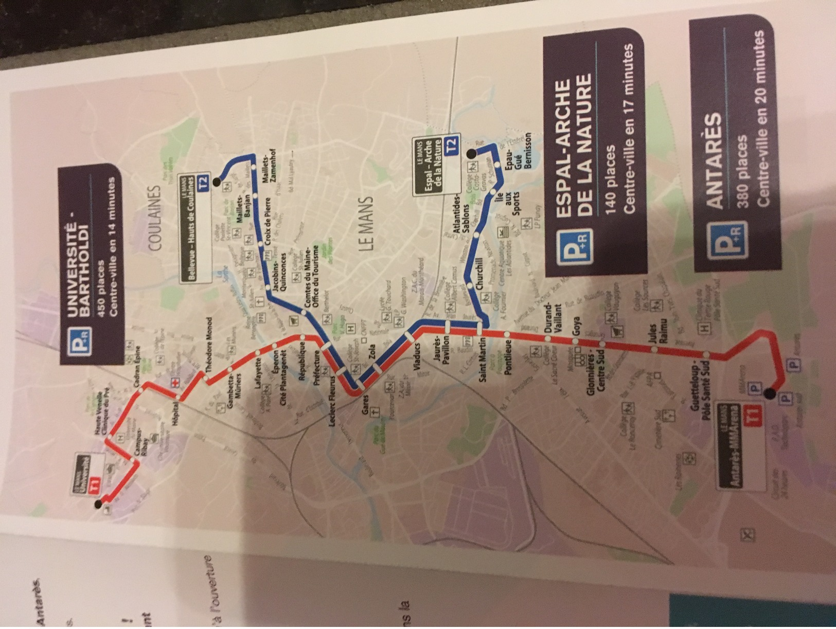 Transit Map Le Mans + City Map - Subway Bus Tram - Mondo