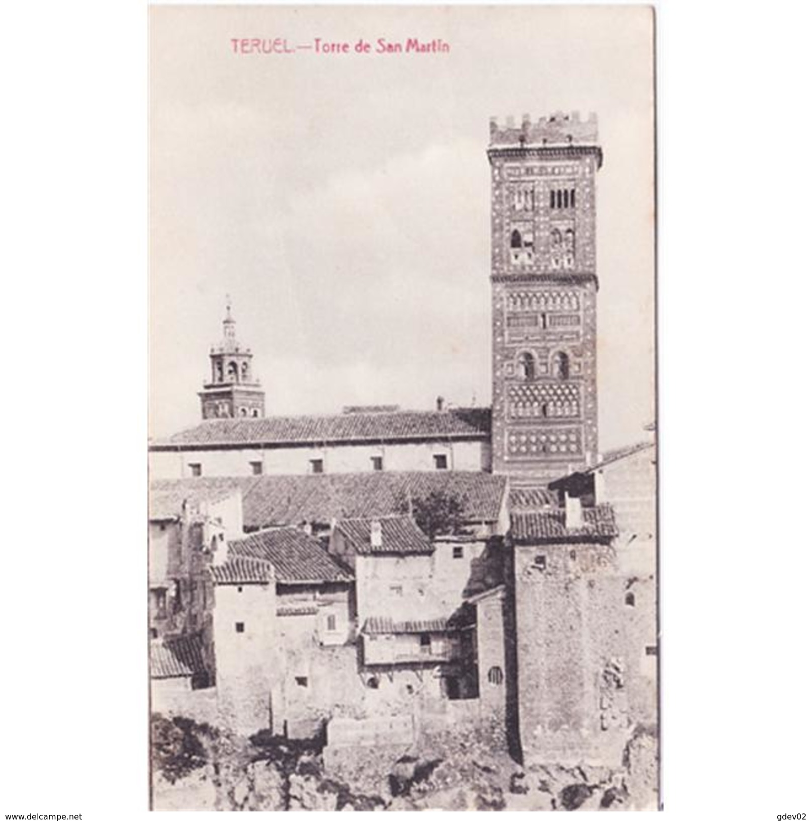 TRLTPA2659-LFTD9152.Tarjea Postal De TERUEL.casas,iglesia Y LA TORRE DE SAN MARTIN En TERUEL - Teruel