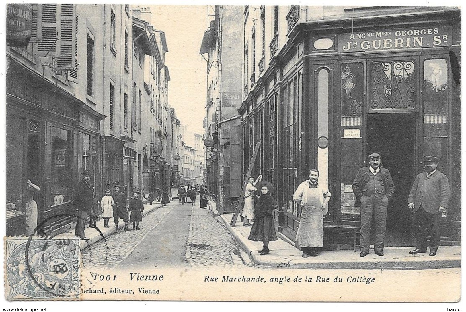 D38 . CPA  .  VIENNE . Rue Marchande  ,angle De La Rue Du College . TB Animation .... - Vienne