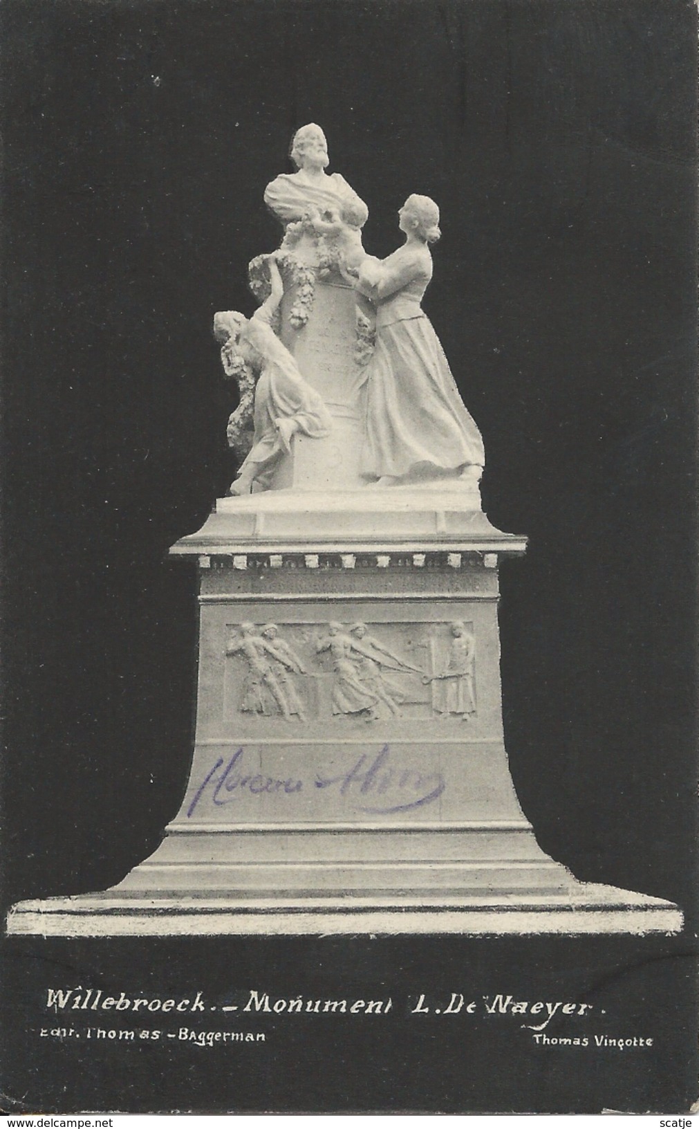 Willebroeck.  -   Monument  L. De Naeyer.   -   1908   Naar   Heyst Sur Mer - Willebroek