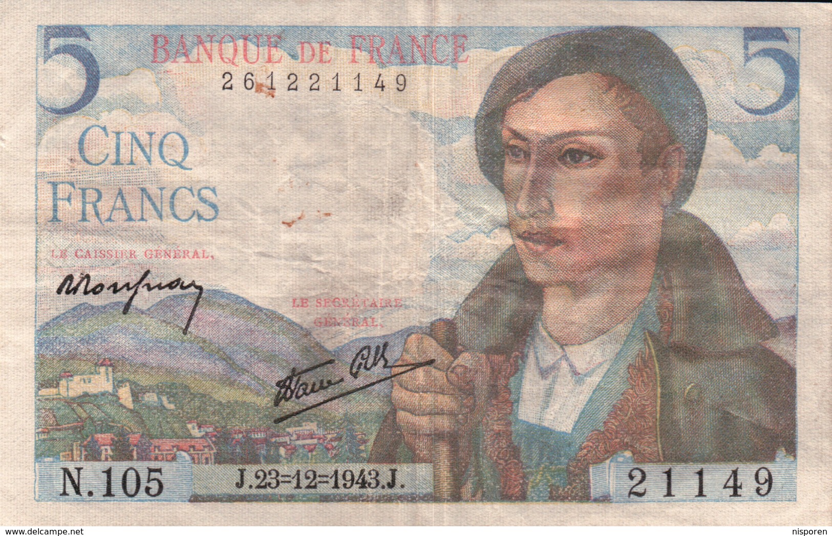 Cinq Francs 1943 - ''Berger'' - 5 F 1943-1947 ''Berger''