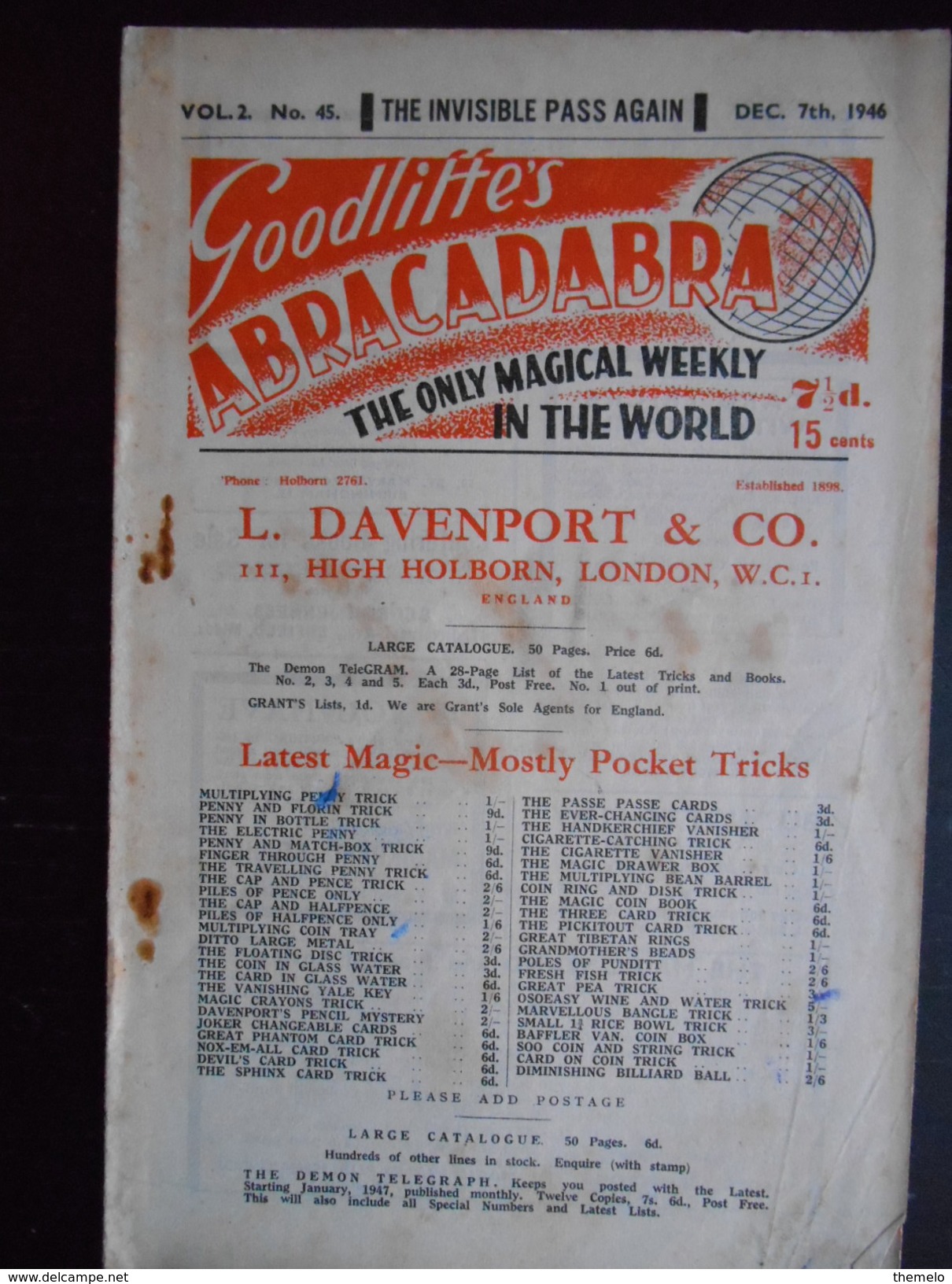 Revue "Goodliffe's Abracadabra Vol. 2 N°45 Dec. 7th 1946" - Divertissement