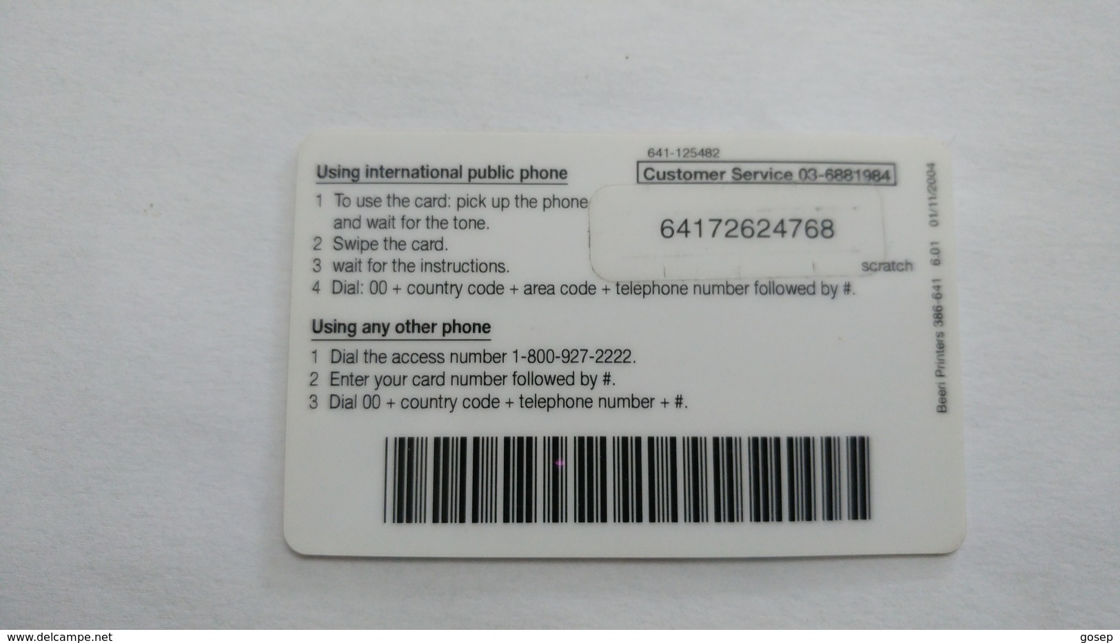 Israel-cip-(5)-international Calling Card-(450units)-6/2001-used Card - Israel