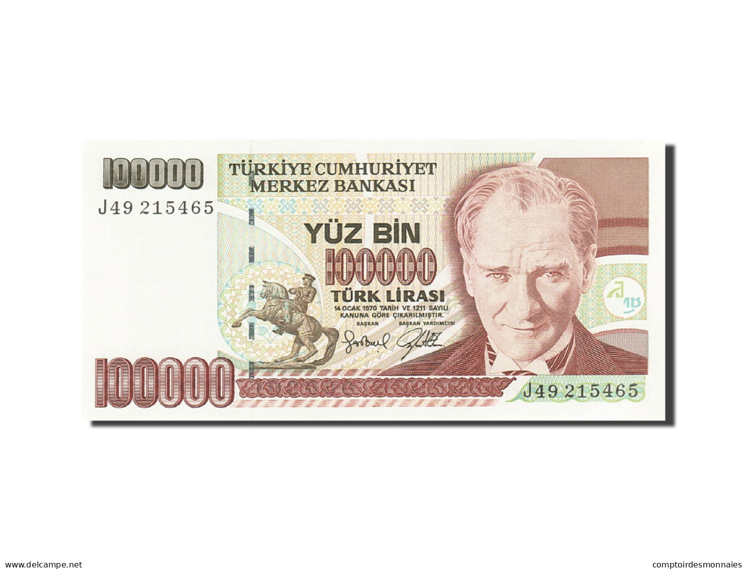 Billet, Turquie, 100,000 Lira, 1984-1997, 1991, KM:205, NEUF - Turquie