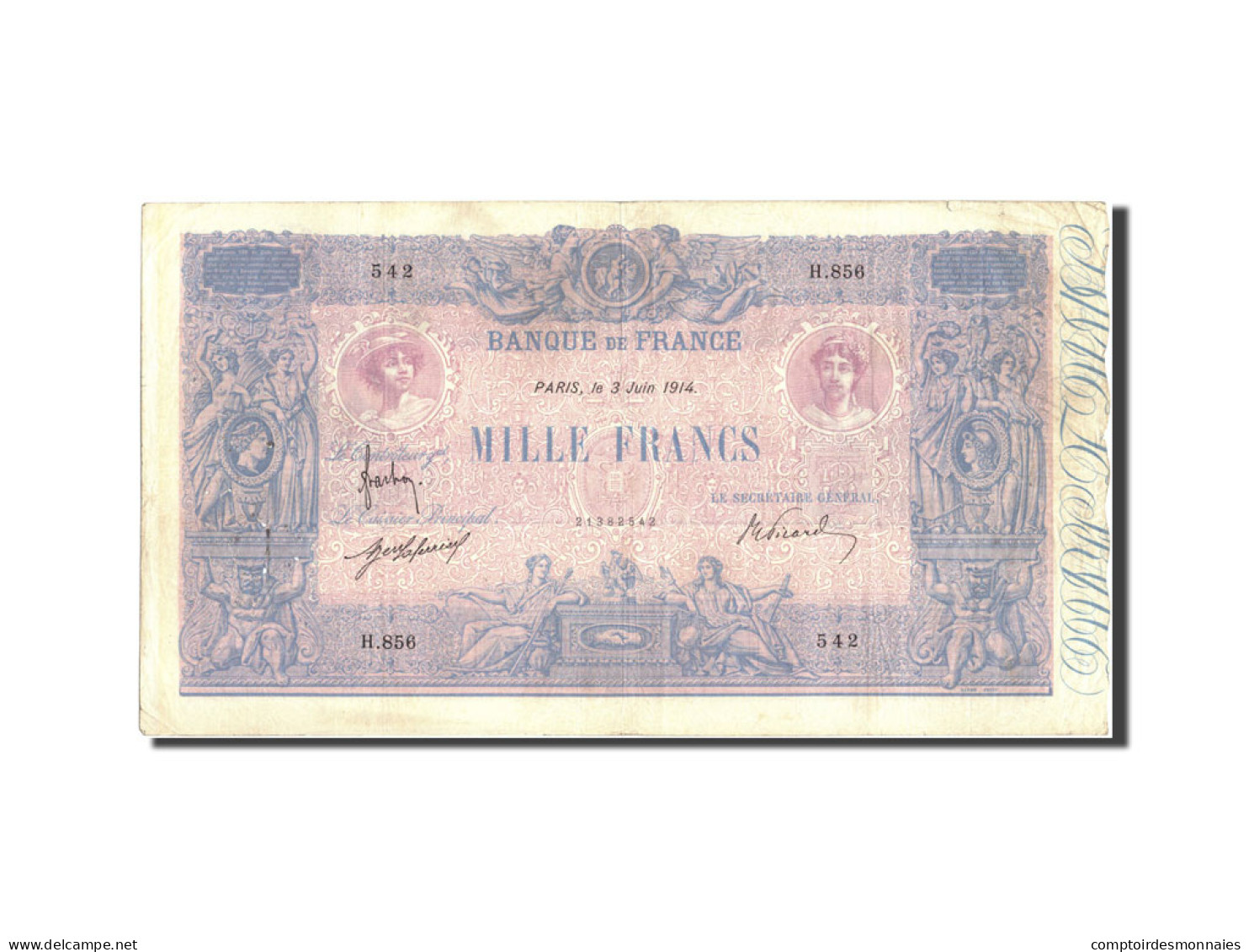 Billet, France, 1000 Francs, 1 000 F 1889-1926 ''Bleu Et Rose'', 1914 - 1 000 F 1889-1926 ''Bleu Et Rose''