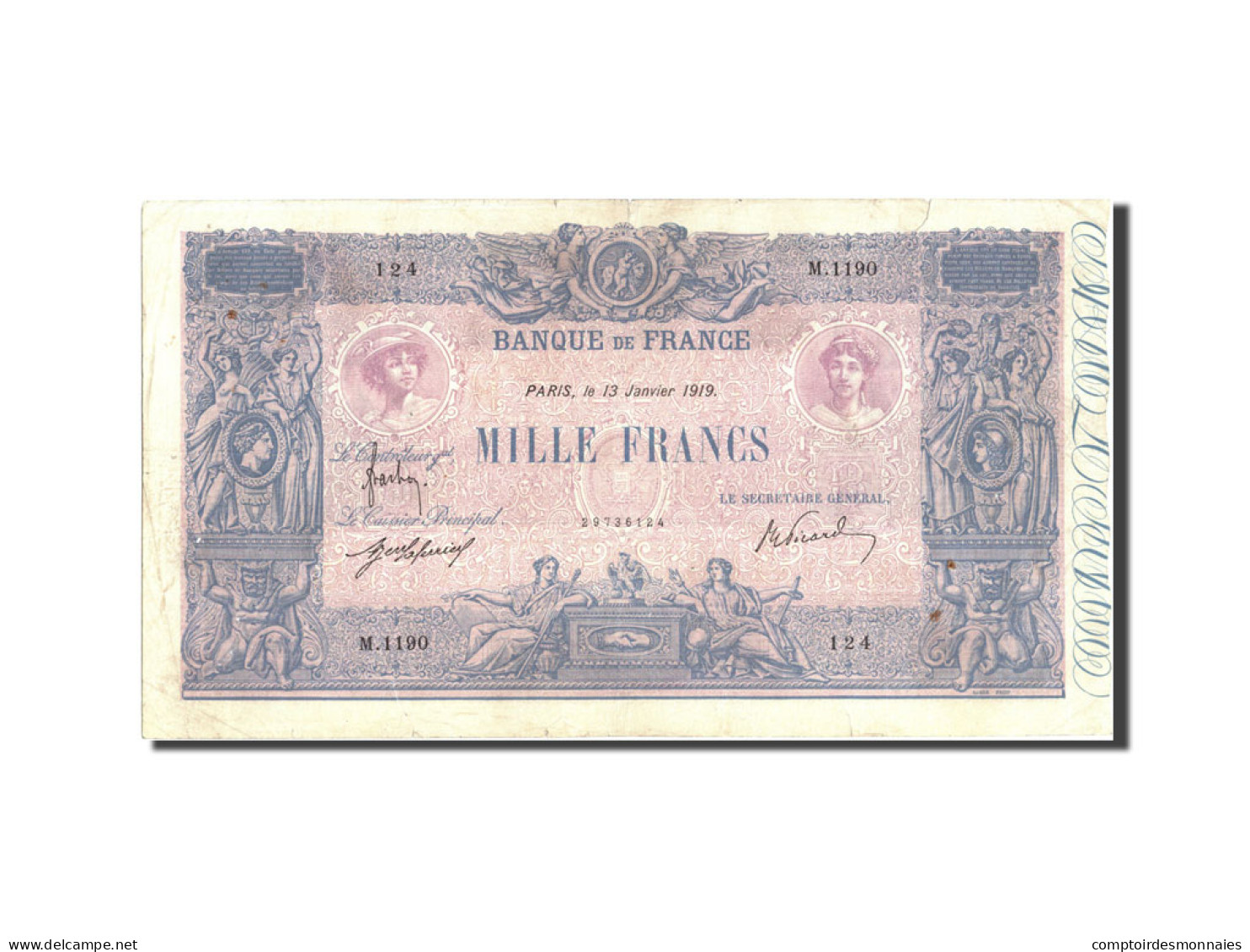 Billet, France, 1000 Francs, 1 000 F 1889-1926 ''Bleu Et Rose'', 1919 - 1 000 F 1889-1926 ''Bleu Et Rose''