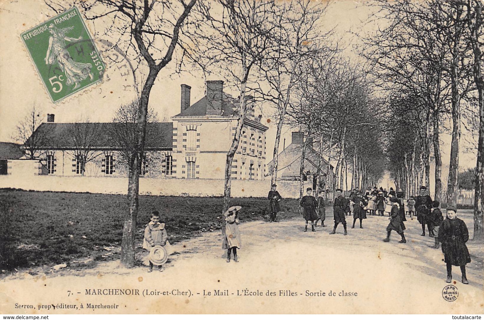 CPA 41 MARCHENOIR LE MAIL L ECOLE DES FILLES SORTIE DE CLASSE  1913 - Marchenoir