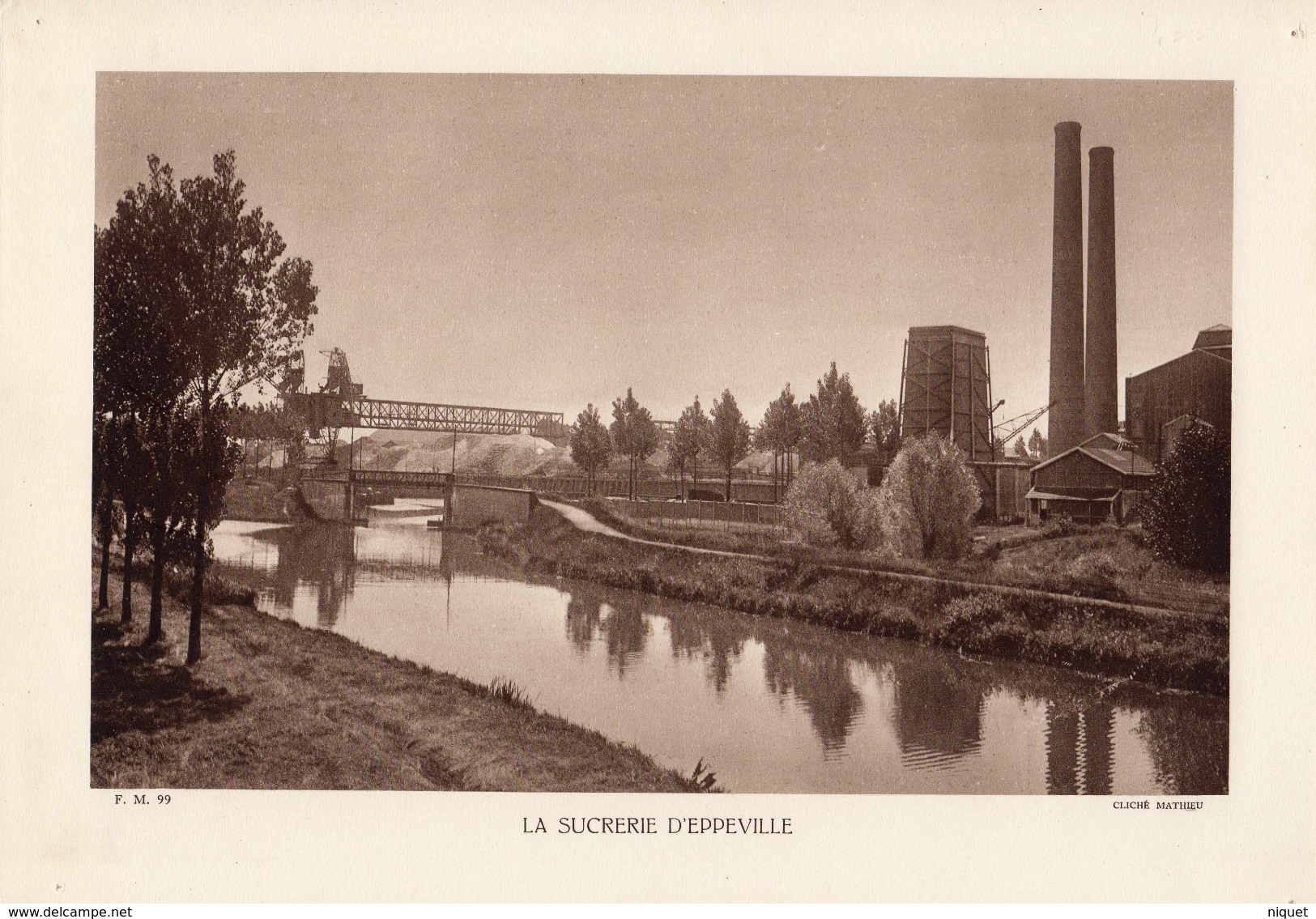 SOMME, LA SUCRERIE D'EPPEVILLE, Le Canal De La Somme, Planche Densité = 200g, Format 20 X 29 Cm, (Mathieu) - Géographie