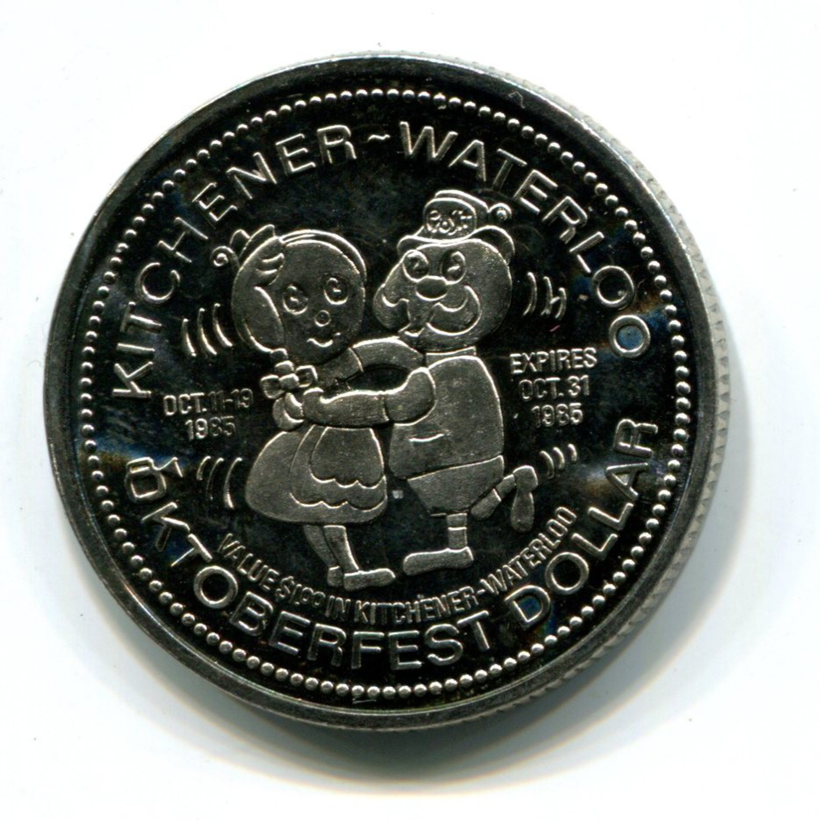 1985 KItchener-Waterloo Canada Oktoberfest $1 Token - Monetary /of Necessity